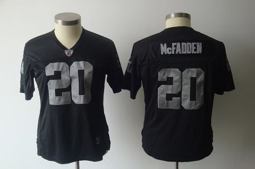 Raiders #20 Darren McFadden Black Women's Team Color Stitched NFL Jersey - Click Image to Close